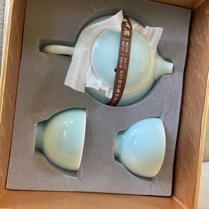 Teal Chinese tea set, authentic tea set